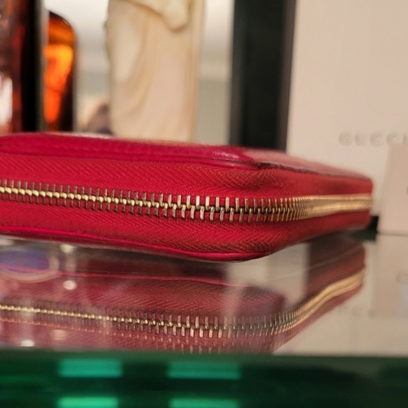 GUCCI Pebbled Calfskin Soho Zip Around Wallet Tabasco Red ❤️ - Picture 4 of 12